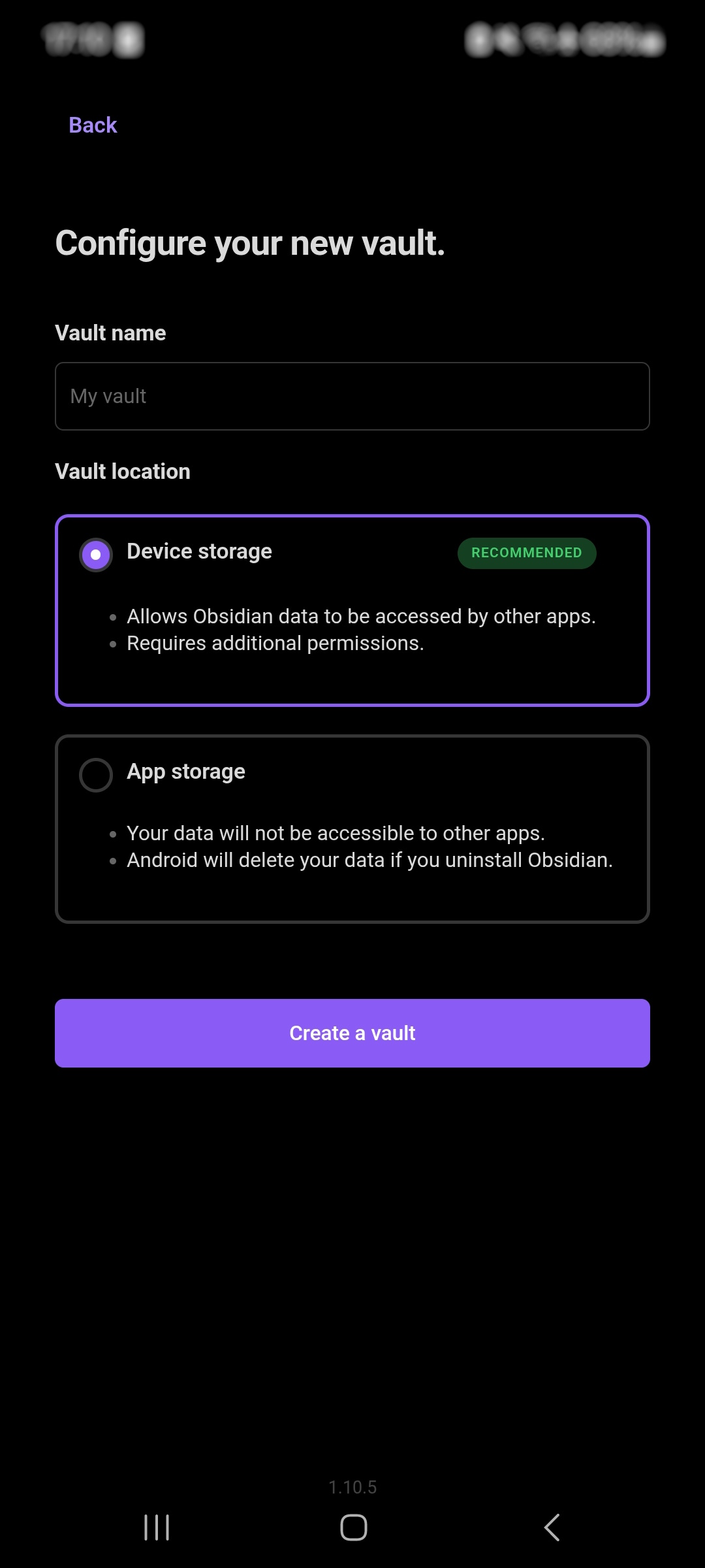 Obsidian - configure new vault