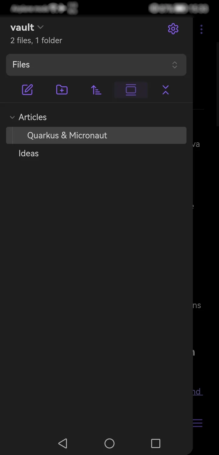 Obsidian - sidebar menu